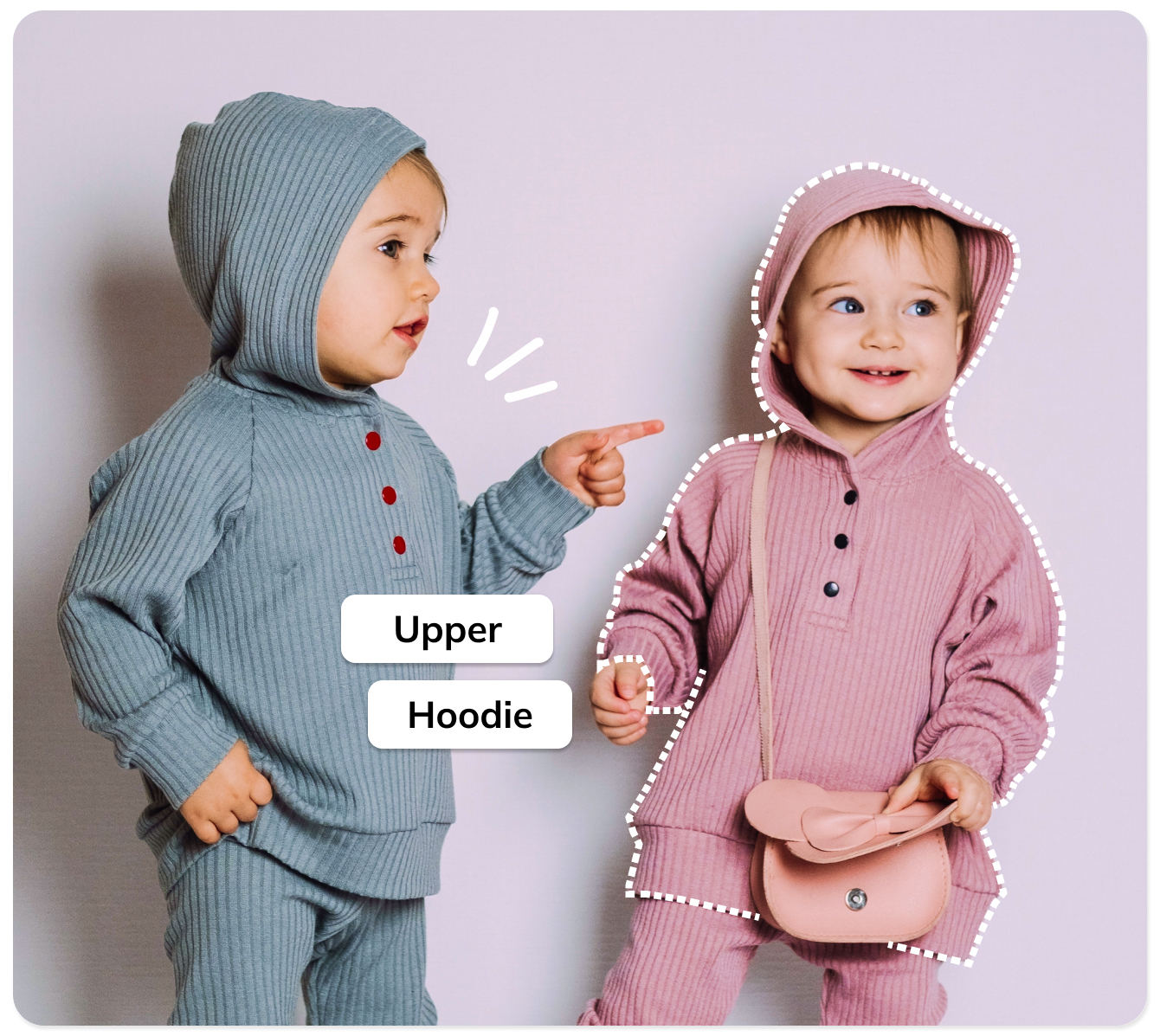 Ximilar fashion taxonomy covers baby clothes such as pants, romper suits & bodysuits, overalls, dungarees, their colors, designs, materials, and patterns.