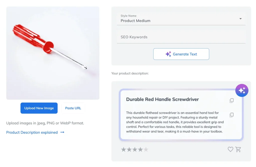 AI product description generator can be used for various purposes, without the need to fine-tune.