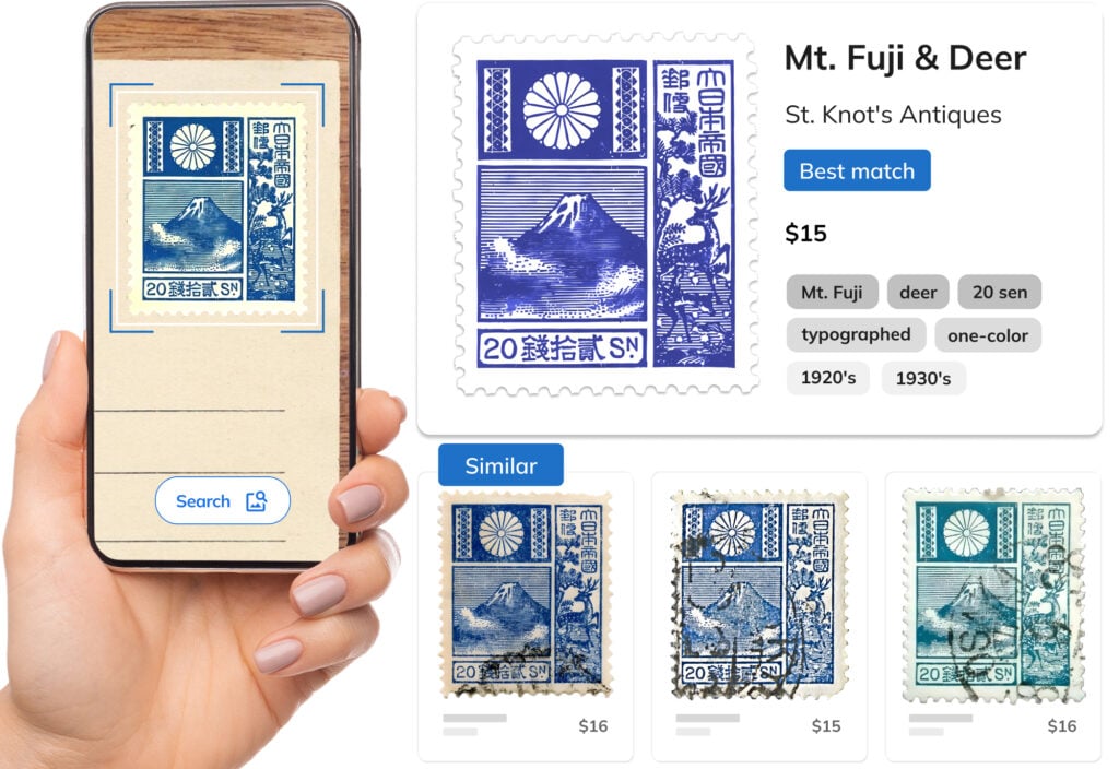 Visual AI for collectibles by Ximilar: visual and similarity search of collectible stamps.