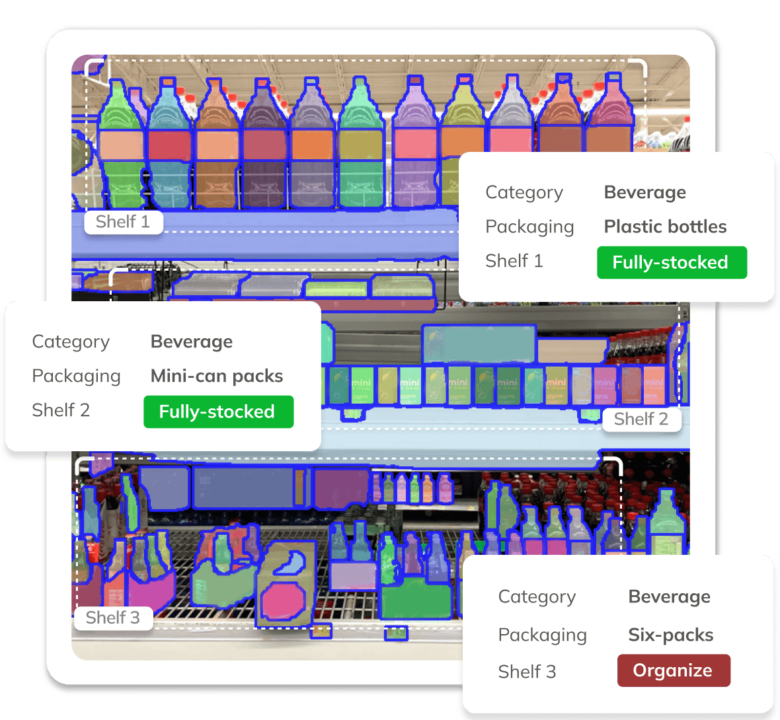 Ximilar's computer vision platform can be used to build new visual AI solutions for image and video processing, such as detection of objects on the shelves.