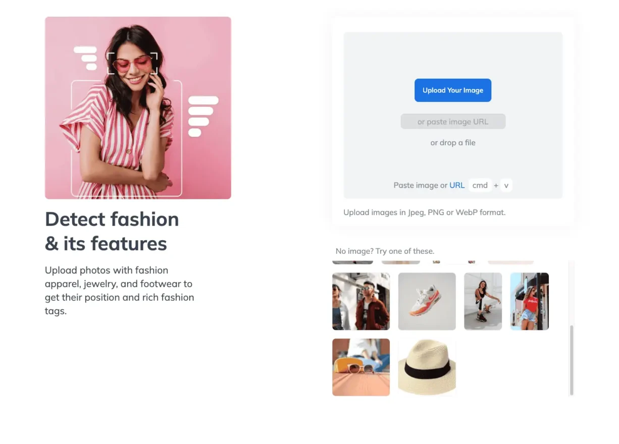 Free demo to test the services for fashion tagging and card identification