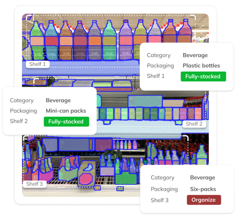 Ximilar's computer vision platform can be used to build new visual AI solutions for image and video processing, such as detection of objects on the shelves.